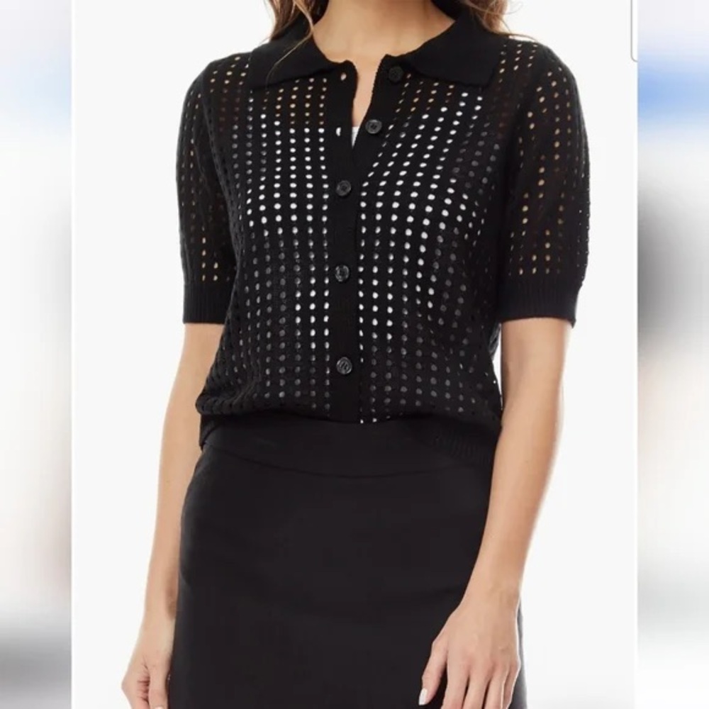 Black By Design Open Stitch Sweater Cardigan
